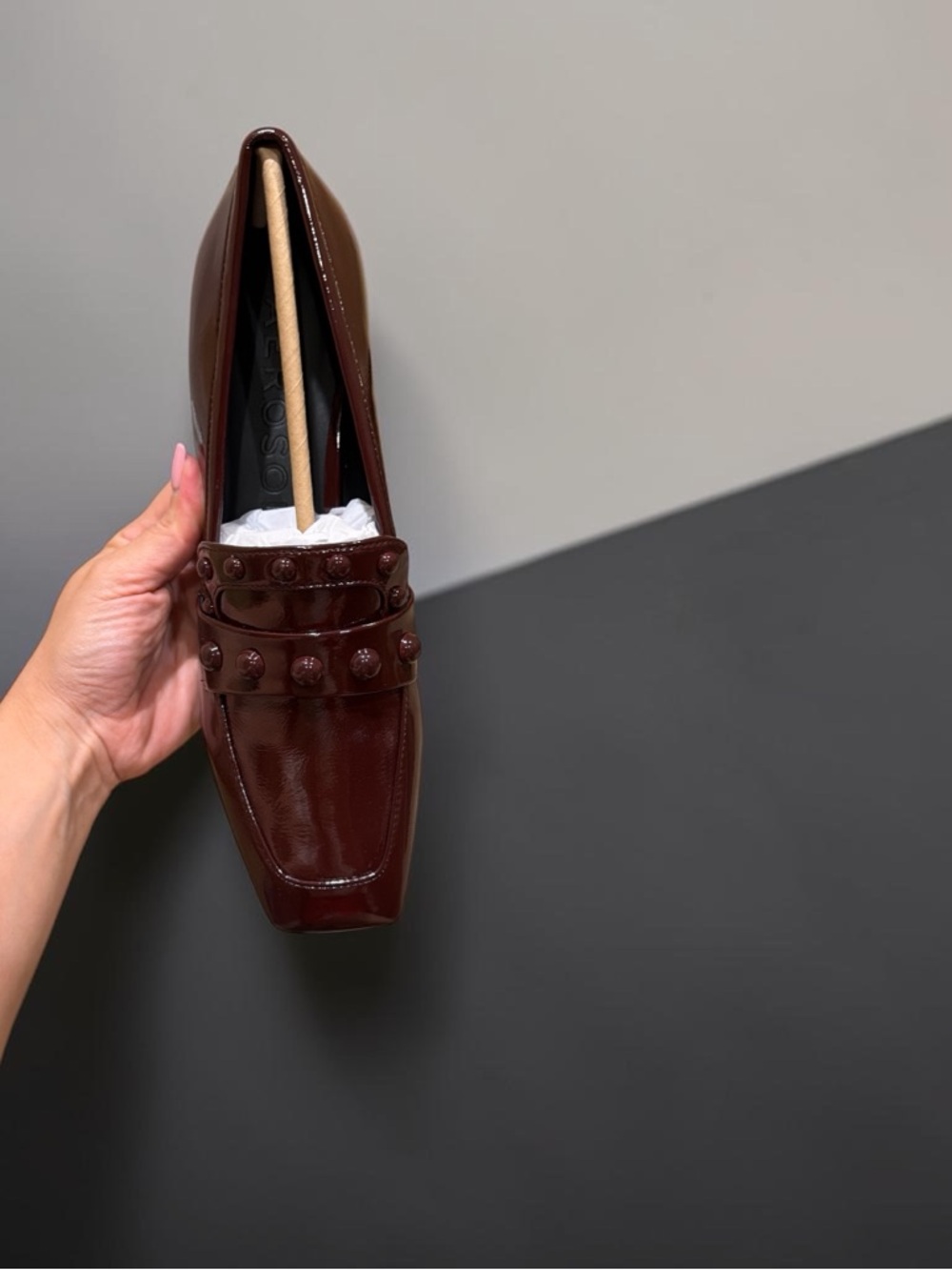 AEROSOLES Women's Brown Patent Studded Slip-On Mule